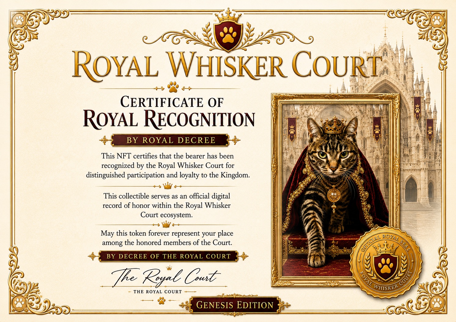 Genesis Edition Certificate of Royal Recognition NFT